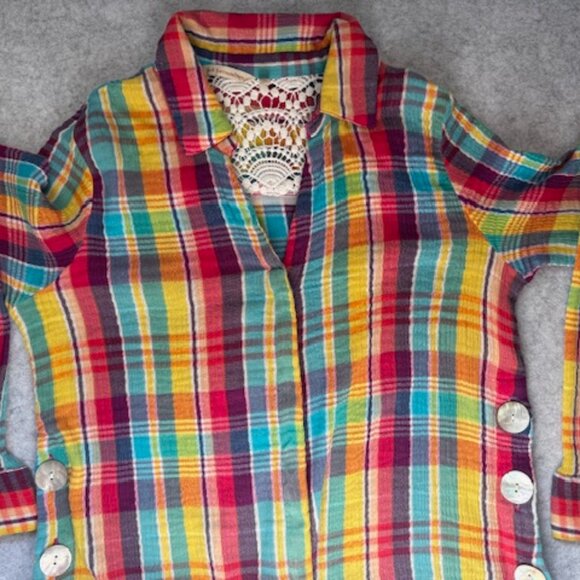 Soft Surroundings Multicolor Plaid Button Down Shirt - Picture 3 of 11